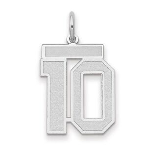 14k White Gold, Jersey Collection, Medium Number 10 Pendant